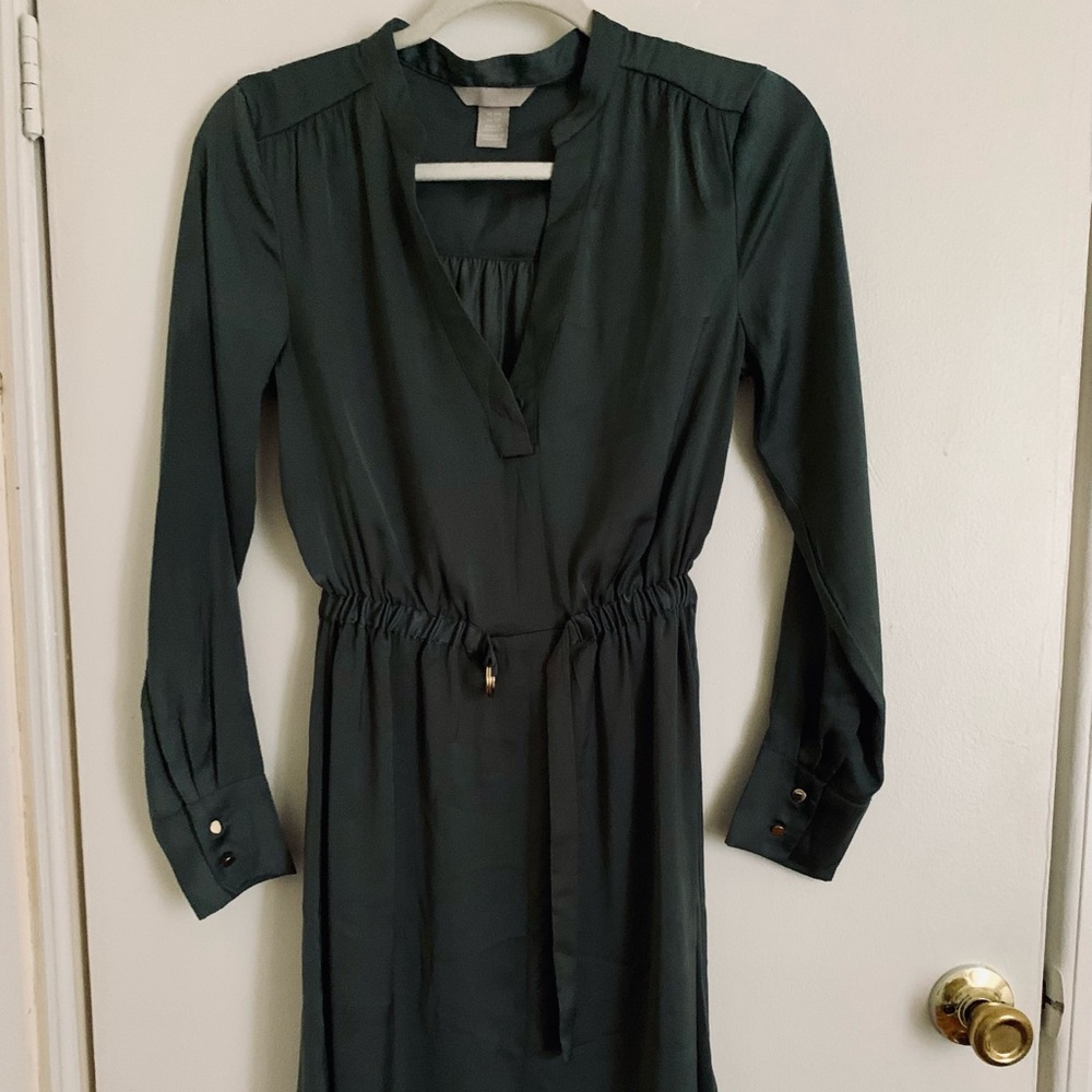 Satin Dress with Gold Accents